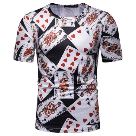 New Summer Men's Playing Card Printing Short-Sleeved T-Shirt