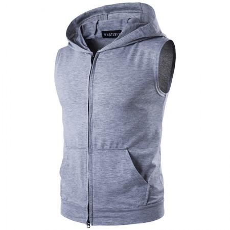 Men's Sleeveless Vest Youth Sweatshirt Hooded