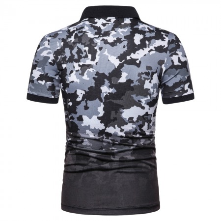 Summer New Style Men's Fashion Camouflage Print Short-Sleeved Lapel T-Shirt